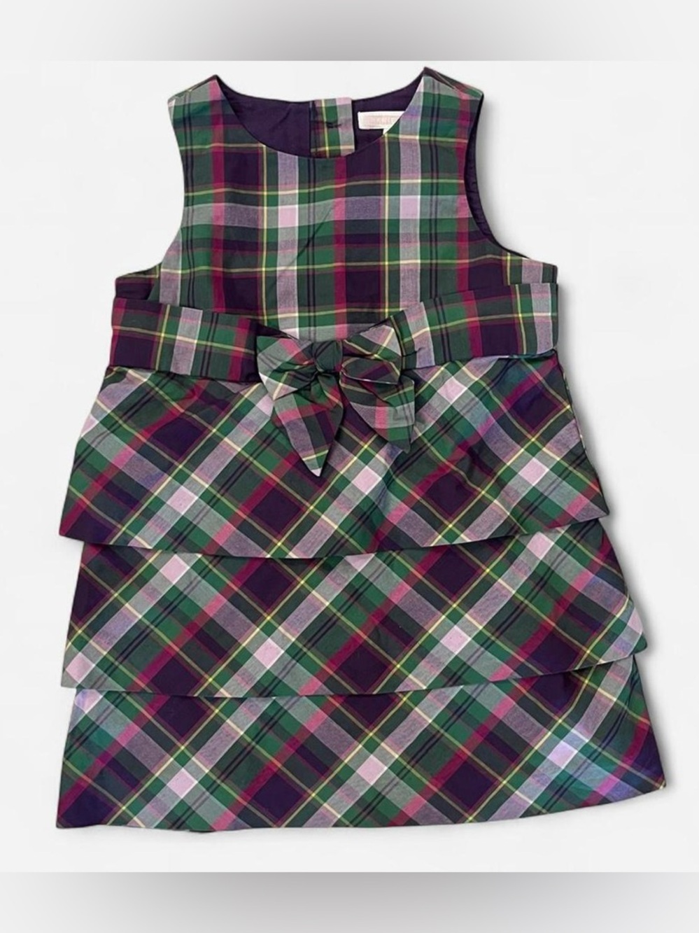 Janie and Jack Tiered Purple & Green Plaid Dress